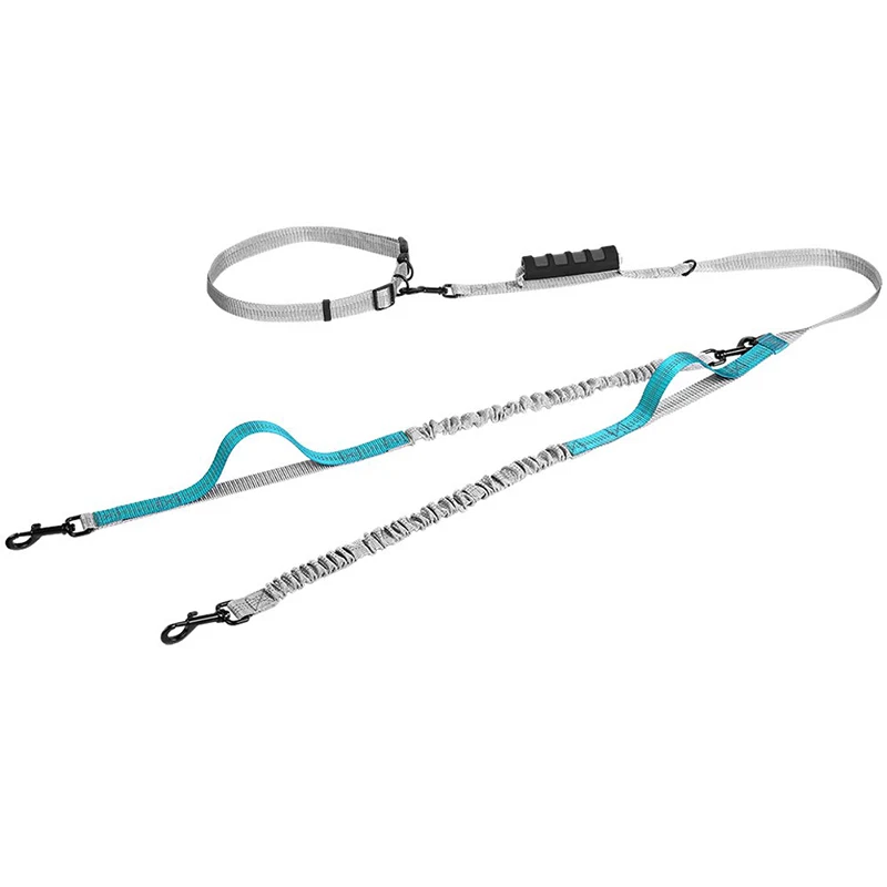 Dark blue gray Hands Free собачий поводок для прогулок, бега, тренировок, пробежек, сверхмощный двойной амортизирующий банджи собачий поводок, комплект для 2 собак, Wais - Цвет: Dark blue gray