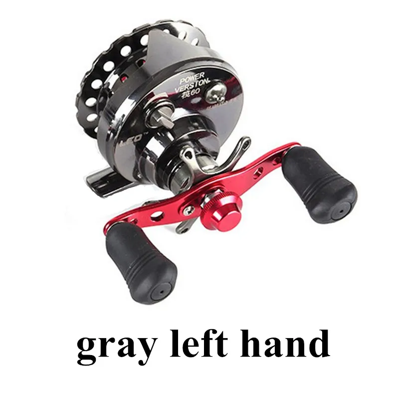 gray left hand Катушка из алюминиевого сплава 60, катушка для левого/правого плота, катушка для подледной рыбалки, катушка для мухи, катушка из алюминиевого сплава, Прямая поставка - Цвет: gray left hand
