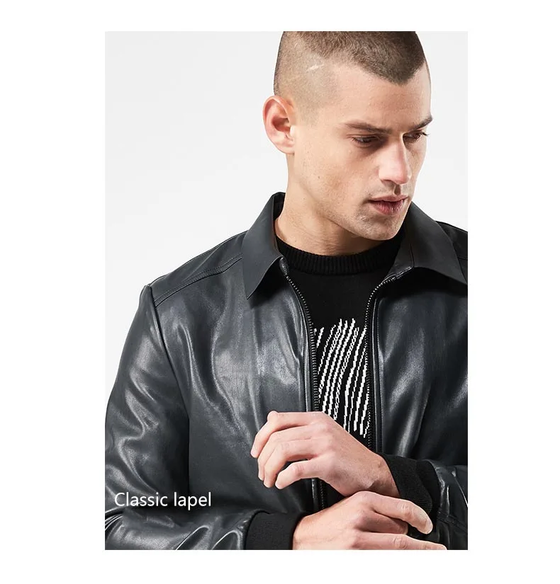 Leather Jacket Men's Autumn New Lapel Men's PU Jacket Europe and the United States Slim short section motorcycle leather men