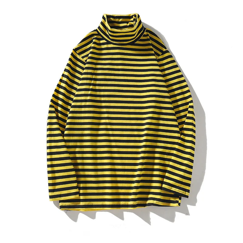 BOLUBAO, модный бренд, мужские футболки с длинным рукавом, Мужская футболка из высококачественного хлопка, Мужская водолазка, полосатая футболка, топы - Цвет: Yellow