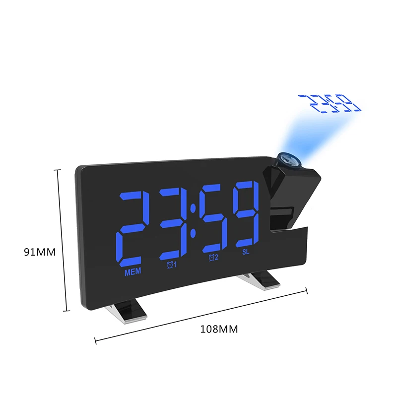 LED Digital Projection Alarm Clock Digital Date Snooze Function Backlight Projector Desk Table USB Clock With Time Projection