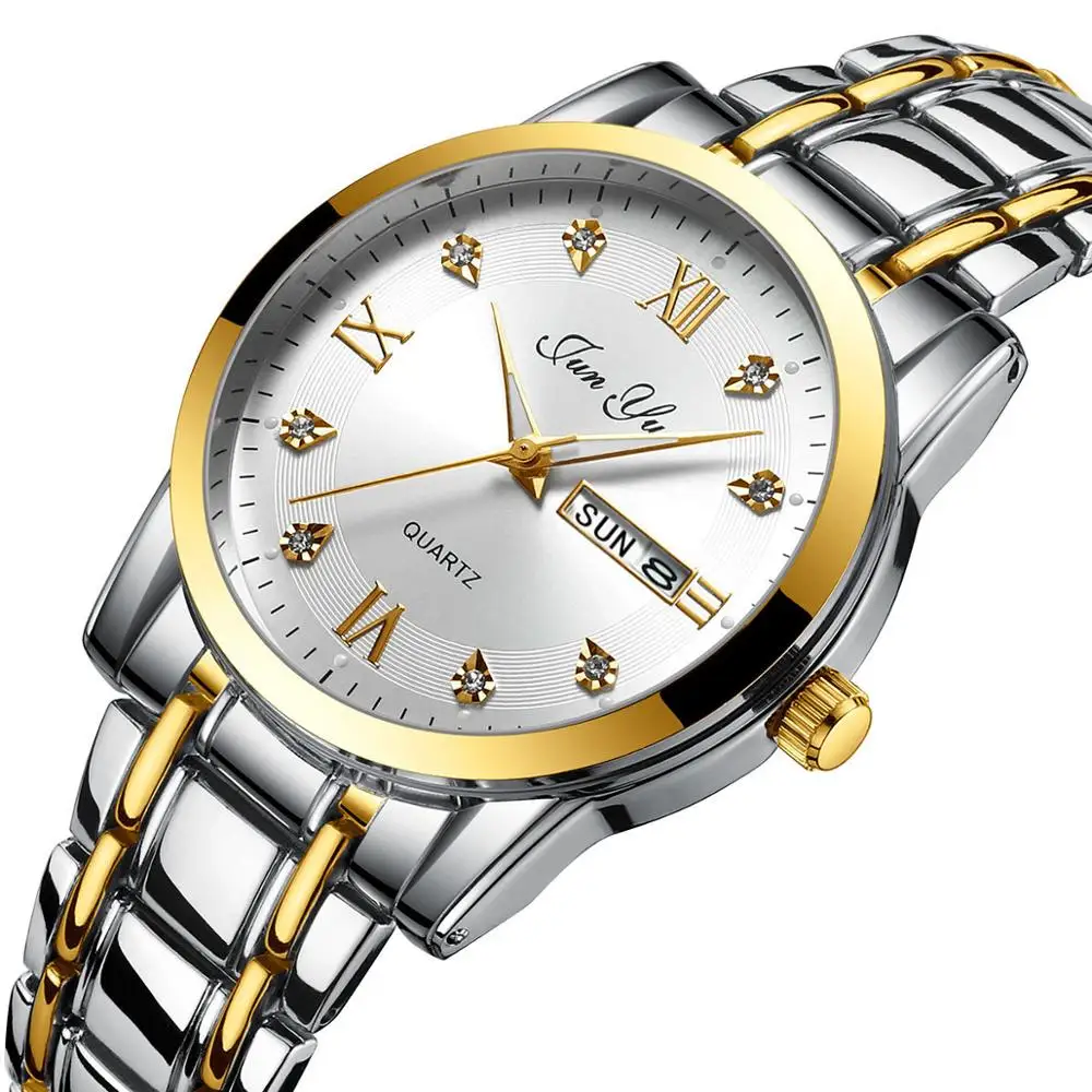 

Часы наручные мужские кварцевые, роскошные светящиеся водонепроницаемые из нержавеющей стали, со стразами, с календарем, датой, в деловом стиле