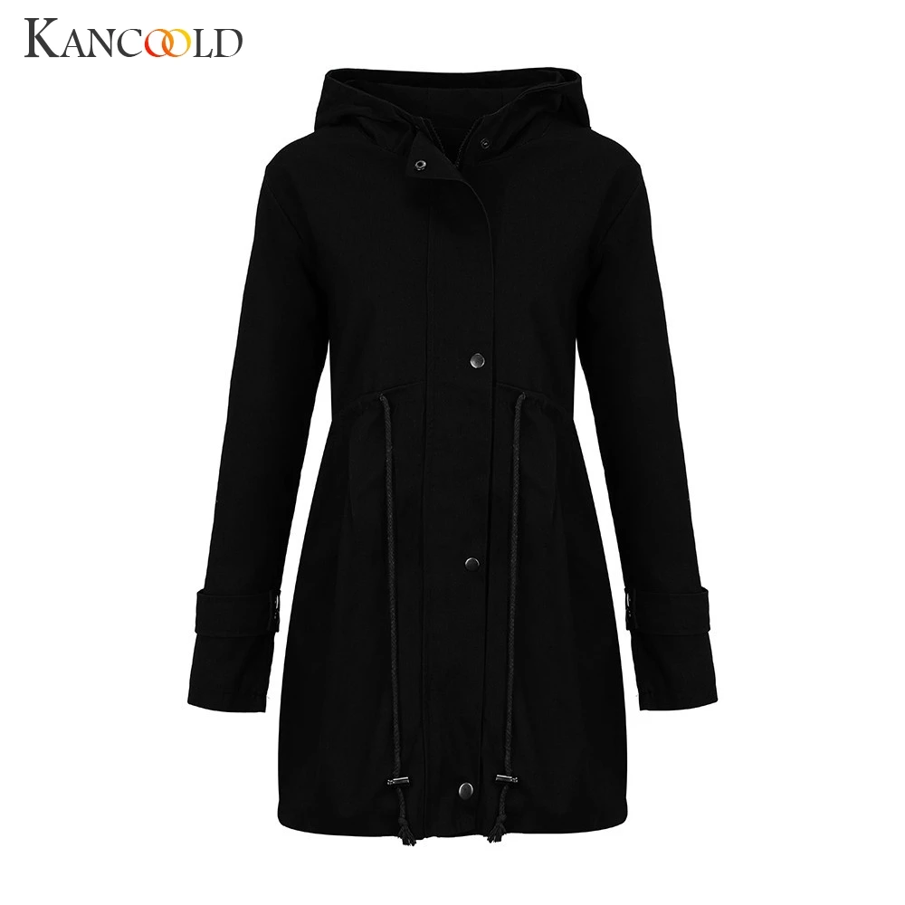 

KANCOOLD coats Women Plus Size Solid Button Zippers Long Coat Shawl Windbreaker Fashion new coats and jackets women 2019AUG20