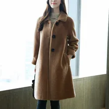 Осенне-зимняя женская куртка из натурального меха, помпон из натурального меха, элегантное пальто из овечьей шерсти, Женская длинная меховая одежда Z64