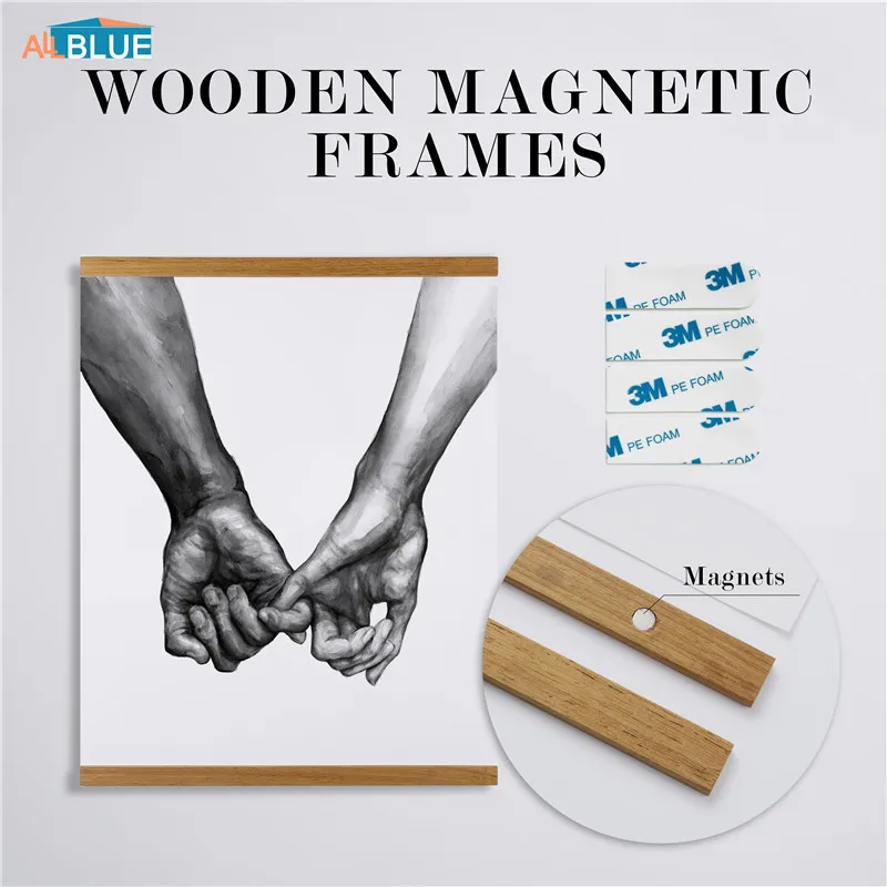 Wooden Poster Hanger Photo Frame Four colors Artwork Picture Canvas Print Holder