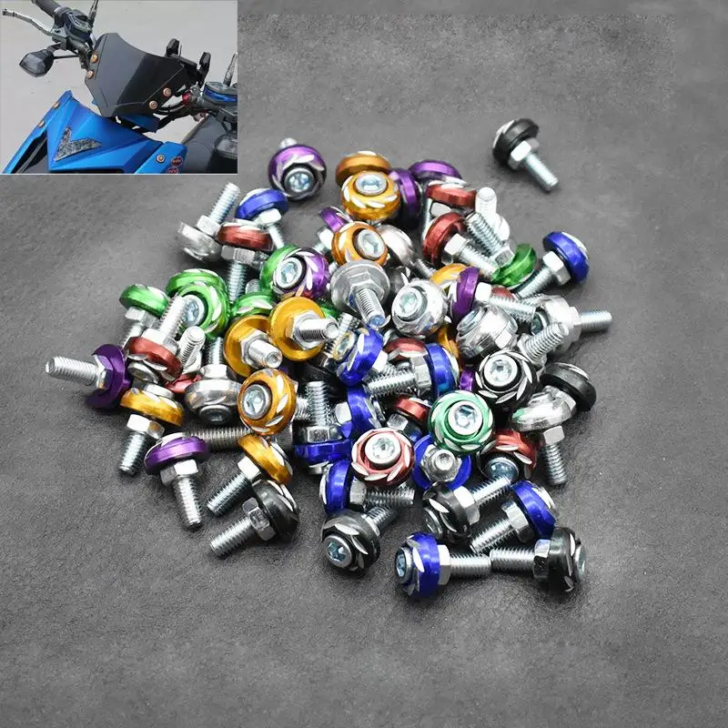 CNC Motorcycle Screw Nut Alloy Color Plate Coverset Cowling Motorcycle Aluminum Washer Body Cover Skru Part 1pc motorcycle screw caps bolt nut covers motorcycle nut covers