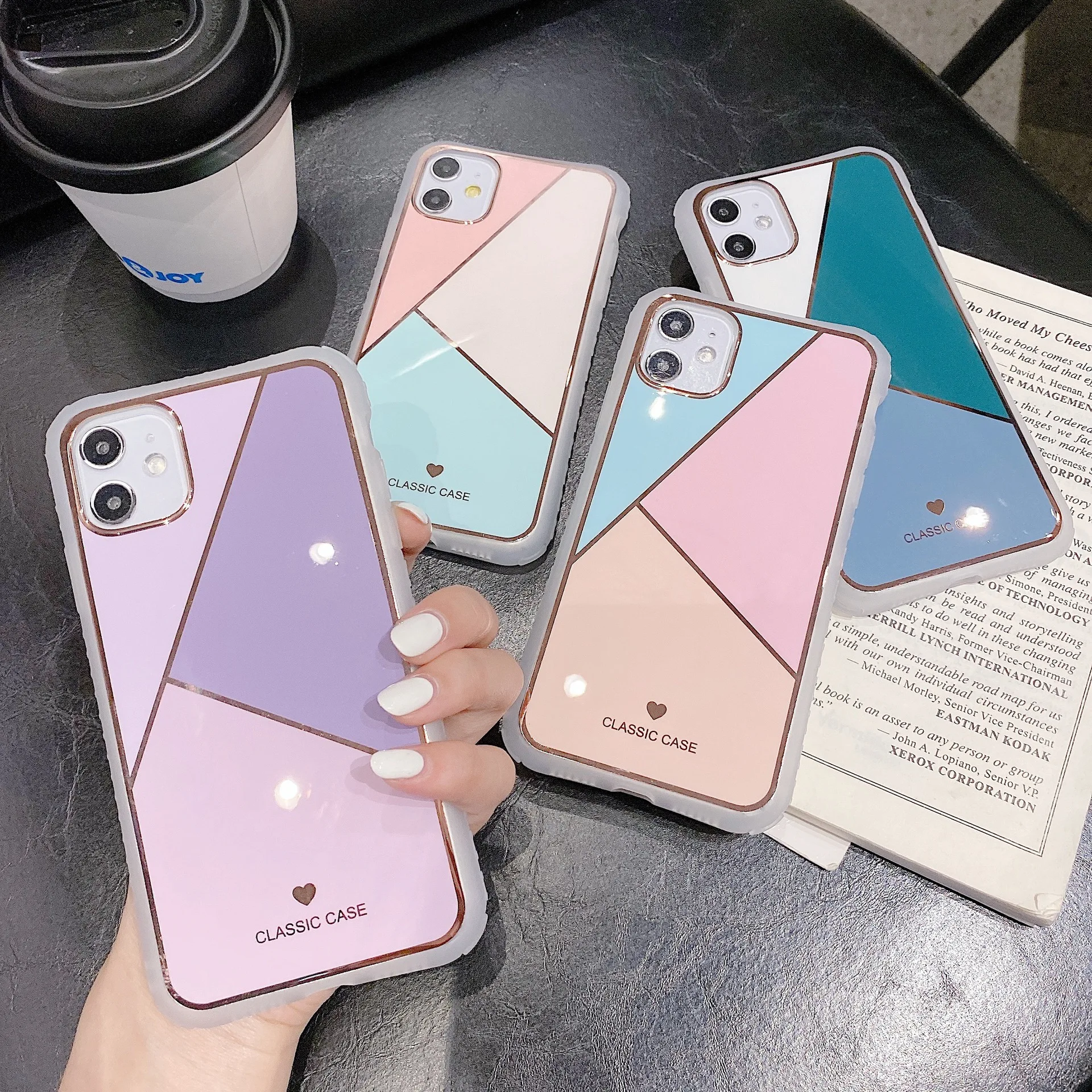 Роскошный чехол для iPhone 11 Pro Max X XR XS 8 7 Plus с геометрическим швом цвет покрытие