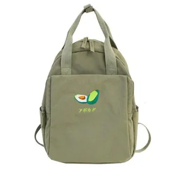

New Fruit Embroidery Women Backpack Little Fresh Waterproof Nylon Solid Color Backpack Girls School Bag for Teenagers