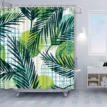 

NYAA African Shower Curtains Tropical Green Plant Palm Leaf Monstera Bathroom Shower Curtain Frabic Waterproof Bath Curtain