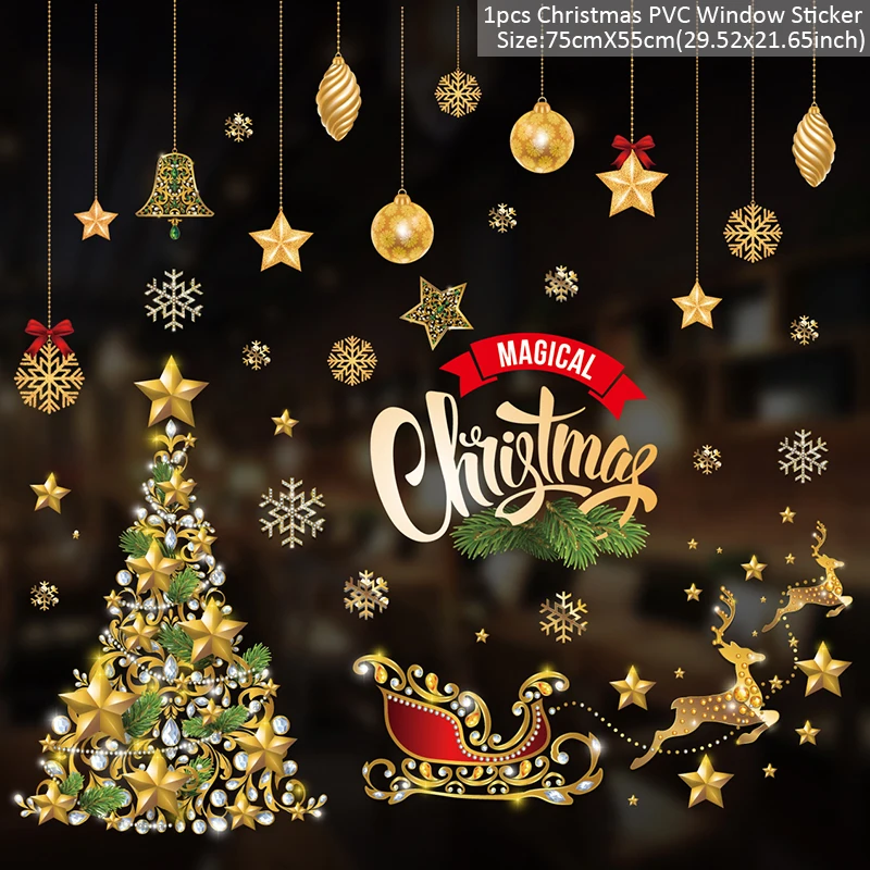 Рождественские наклейки Санта-Клаус, снеговик, Рождественское украшение для дома, рождественские украшения, Рождество, счастливый год - Цвет: HYC-94