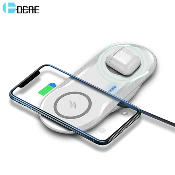 

DCAE 10W 2 in 1 Wireless Charger Pad for iPhone 11 Pro XS XR X 8 AirPods Dual 5W Qi Charging Dock Station For Samsung S10 S9 S8