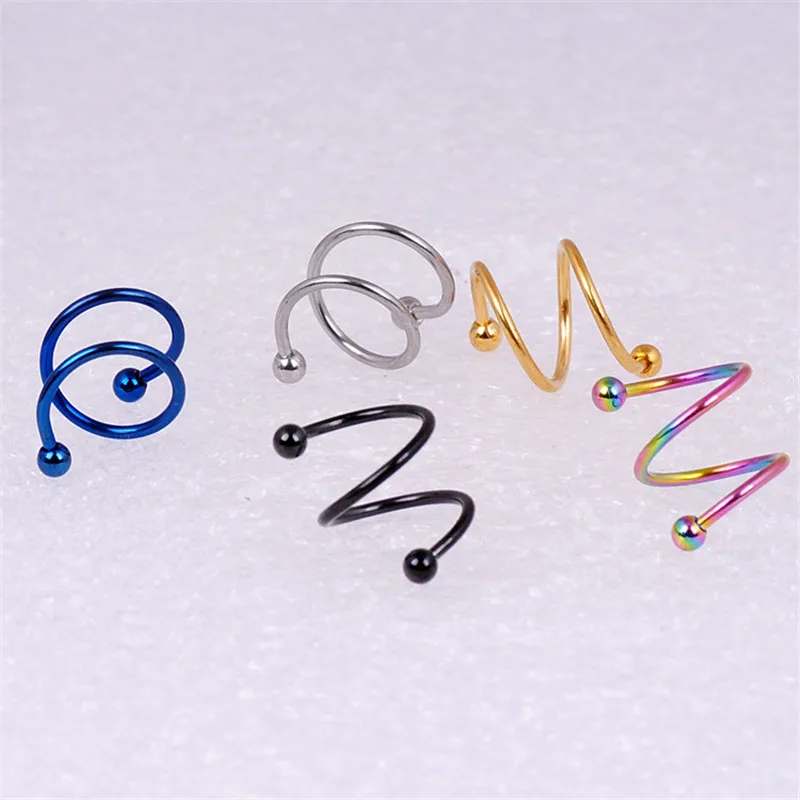 

Stainless Steel Double Helix Ear Bone Nail Belly Button Ring Human Body Puncture Hypoallergenic Double Spring With Ball Ring
