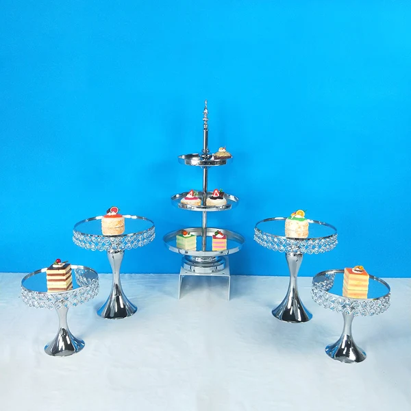 5 шт прибытие золотой кристалл торт стенд набор Гальваническое Золотое зеркало лицо помадка кекс сладкий стол конфеты бар украшения стола - Цвет: Оранжевый