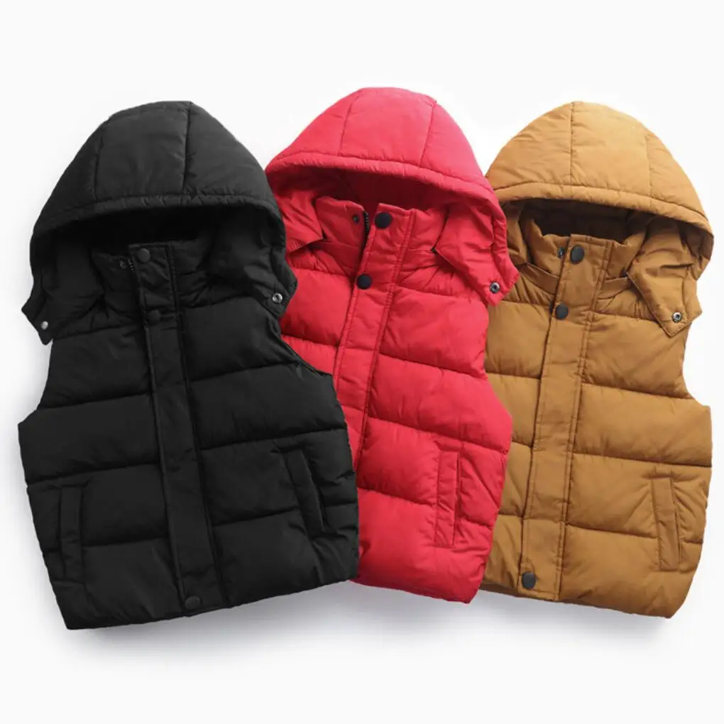 Kids Vest Kids Winter Outerwear Girls Boys Hooded Vests Children&rsquo;s School Clothes Parent-Child Winter Baby Kids Waistcoat Outerwear Warm Jacket