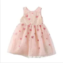 Вечерние платья-пачки из тюля с розовыми сердечками и блестками для маленьких девочек; детское платье принцессы из блестящей сетки; детская одежда;