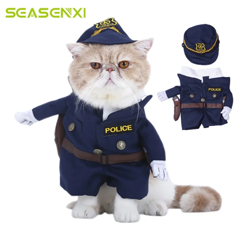 Cute Cat dog cosplay Clothes Pet Costume Policeman Cats Coats For Small Medium Kitten Puppy Party Uniform Clothes Jackets Cloth (3)