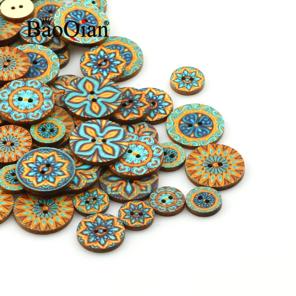 Description Picture 6 of item50pcs 15/20/25mm Natural Wooden Round Painted Sewing Button For Clothing Decoration Scrapbook Diy Home Sewing Accessories