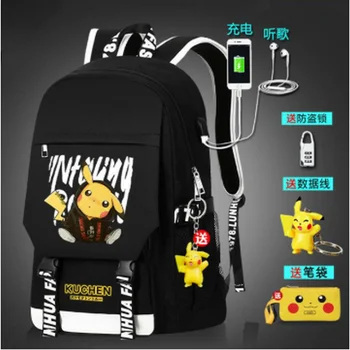 

Pokemon Pikachu Backpack for Teenage Boys Girls Luminous School Bag USB Charging Anti Theft Waterproof Laptop Backpack