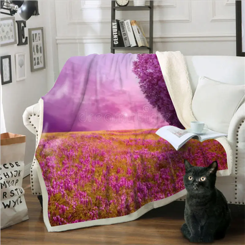 cheap Chunky Knit Blanket 3D Tree Printed Sofa Blanket 150cmX200cm Sherpa Blanket Blankets for Beds Flame Retardant Wearable