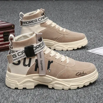 

New Autumn Winter Men's Boots Fashion Trend Tooling Boots High Top Soprts Casual Shoes Breathable Comfortable Flat Shoes