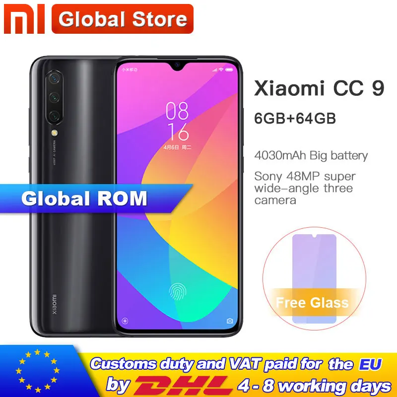 

Global ROM Xiaomi Mi CC9 64GB 6GB Mobile Phone CC9 Snapdragon 710 Octa Core 6.39" 48MP Triple Camera In Display Fingerprint