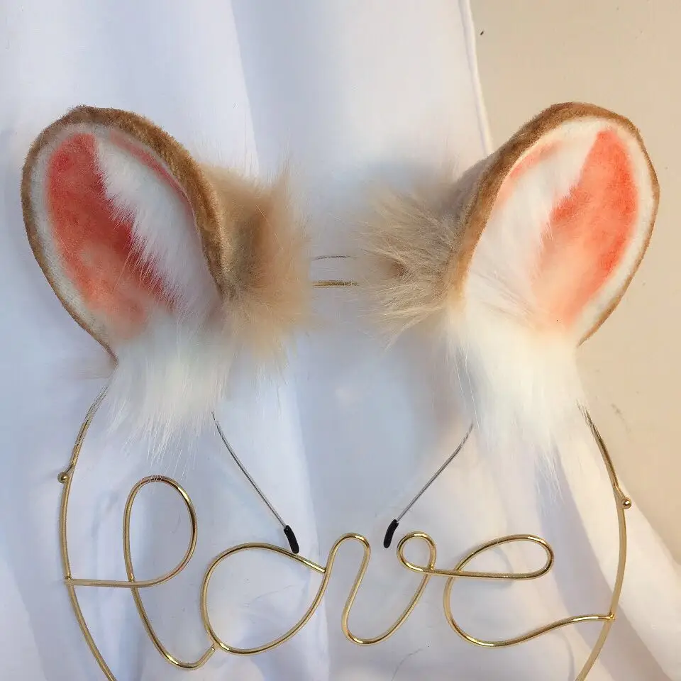 

New Brown Mouse Anime Beast Ear Beast Tail Wolf Ear Cat Ear Fox Ear Headband Custom COSPLAY