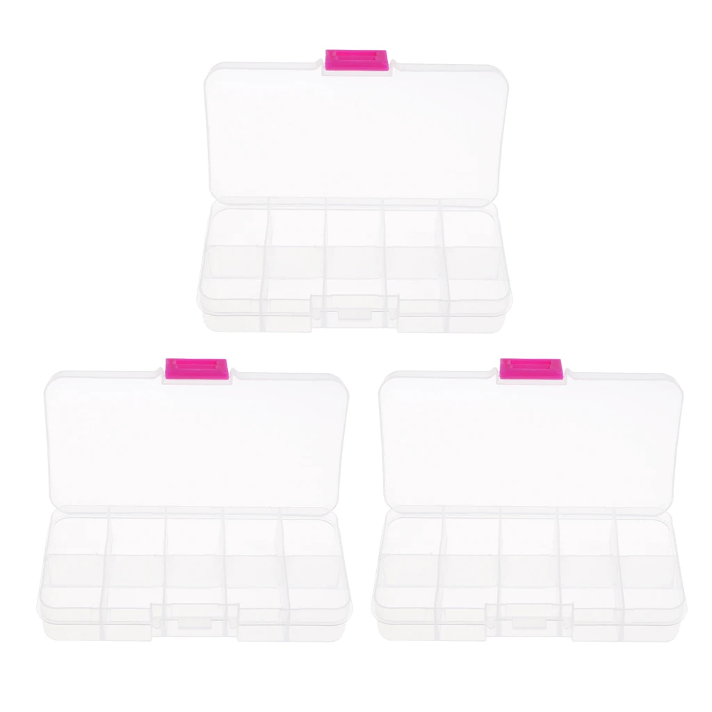 3 Pieces Clear Sewing Storage Box Sewing Machine Bobbin Organizer 10 Grids