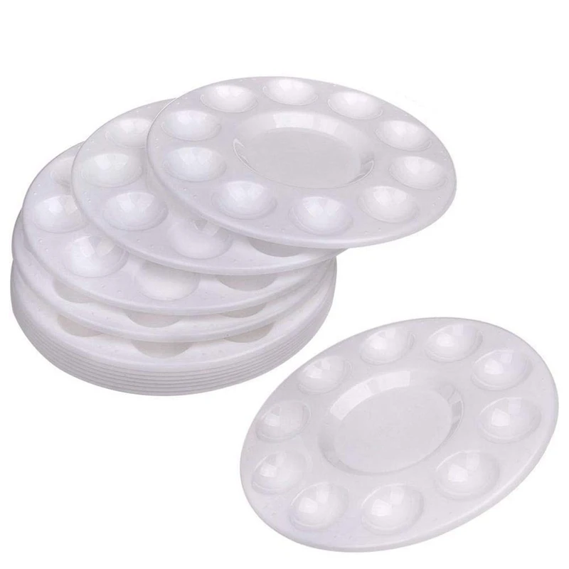 

24 Pcs Round Paint Tray Palette Paint Holder Tray 11 Wells 6.7 Inch for DIY Craft Professional Art Painting