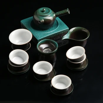 

Tea set for tea room "Miya" teapot 200 ml, 6 bowls 40 ml, chahai 150 ml, plate, sieve, gaiwan 4486690
