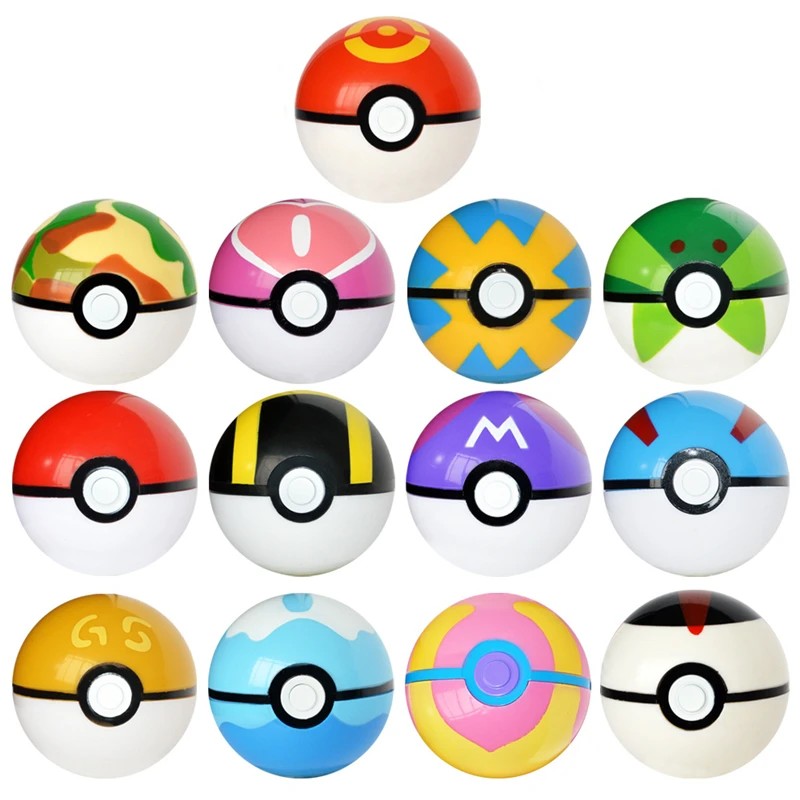 

13 Styles/Set 7cm Pokeballs + Random Mini Inside Anime Figures Action & Toy Figures for Kids Children
