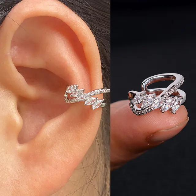Boucles d'oreilles à Clip pour femmes et filles, 1 pièce, géométrie creuse arc-en-ciel, CZ, manchette, grimpeur, Cartilage, os, faux boucle d'oreille, Non Piercing