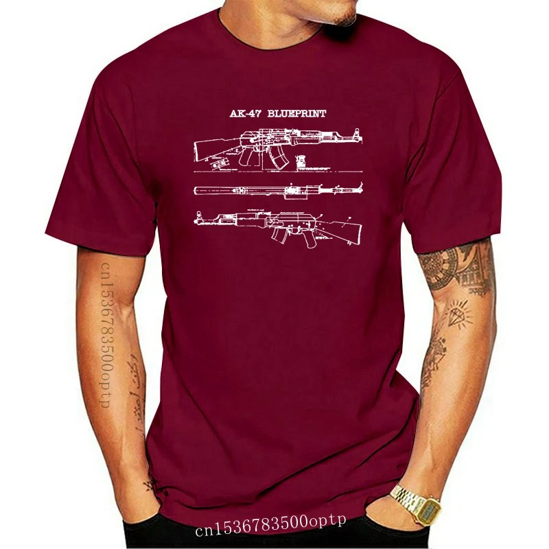 Camiseta de algodón con estampado para hombre, camisa con cuello redondo,  Ak 47, Rifle, Sks, cabestrillo soviético, Blueprint, 3096D, Envío  Gratis|Camisetas| - AliExpress