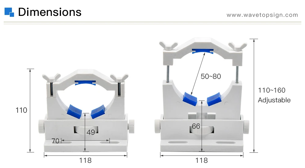 WaveTopSign Co2 держатель для лазерной трубки с поддержкой крепления гибкий пластик 50-80 мм для 50-180 Вт станок для лазерной гравировки и резки