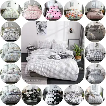 

Chic Duvet Cover with Pillowcase Home Bedding Set Grey White Pink Twin Queen King Size Adults Women Girls Kids Grid Bedclothes