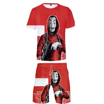 

Salvador Dali Mask Two Pieces Sets 3D Print Money Heist The House Of Paper La Casa De Papel Men Summer Tees Men High Quality