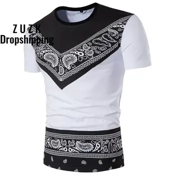 

DropshippingDrop ShippingSummer new men's round neck fashion short-sleeved ethnic style print wild T-shirt