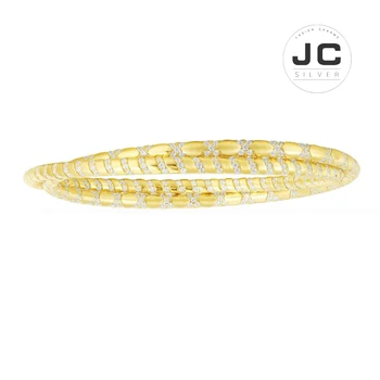 

APMMONO New Fashion Charms 925 Original Engraving,Yellow Silver Intertwined Hoop Bangle,Bangle For Women Glamour Jewelry Gift