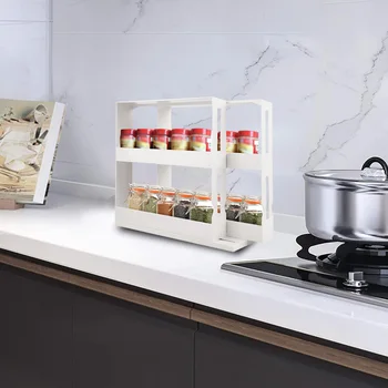 

Kitchen Plastic Spice Organizer Storage Rack Shelf For Home Multi-Function Rotating Food Storage Holder Organizer Shelves