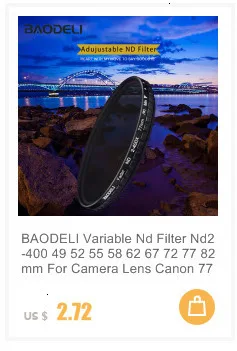 BAODELI фильтр для объектива Nd 2 4, 8 фильтр 49 52 55 58 62 67 72 77 82 мм для Камера Canon T6 M50 77d Nikon D3500 sony X3000 A6000 Запчасти