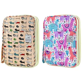 

2pcs 192 Slots Capacity Pencil Bag Case Organizer Cosmetic Bag for Colored Pencil Watercolor Pen - Alpaca & Small Cat