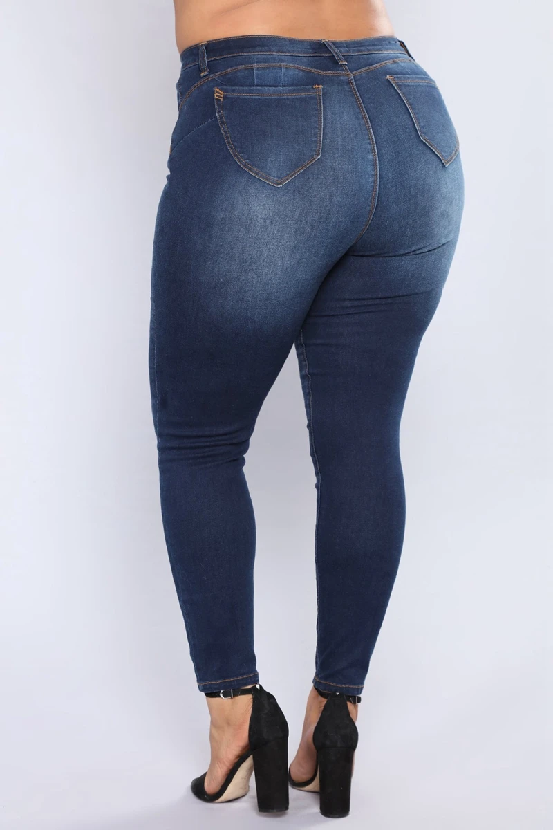 Эластичные женские джинсы размера плюс 5XL с высокой талией, облегающие длинные джинсы для полных мам, сексуальные джинсовые штаны, дамские узкие брюки с эффектом пуш-ап