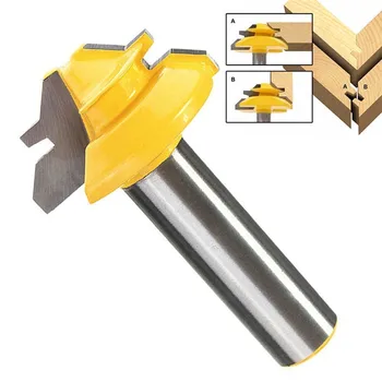

45 Degree Woodworker Lock Miter Router Bit 1/4 Inch Shank Woodworking Tenon Milling Cutter Tool Drilling Milling For Wood TP-046