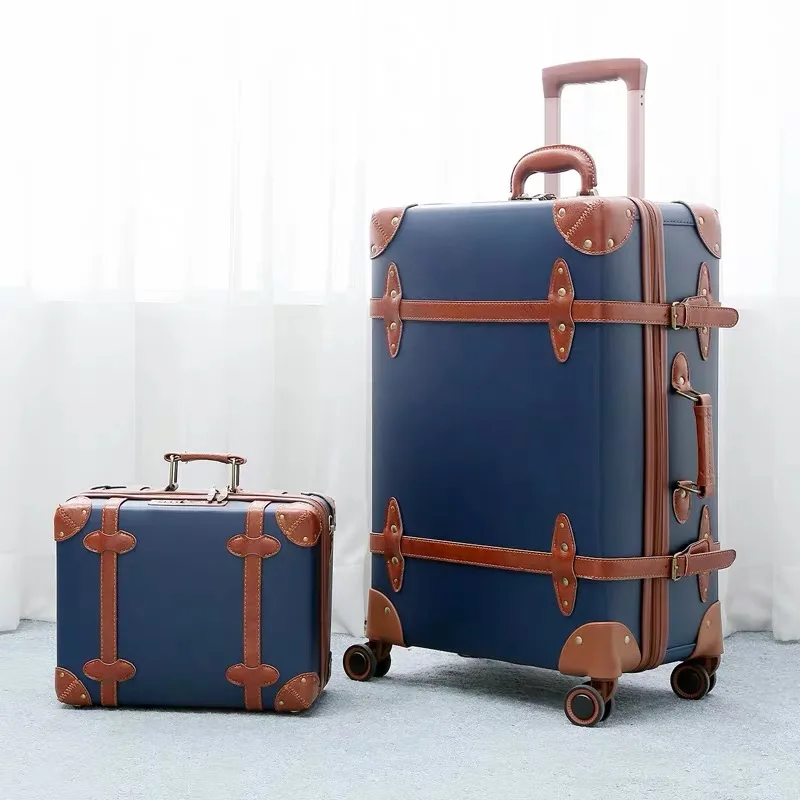 a set of 2 CARRYLOVE 2" 24" 2" inc. Женская Ретро кожаная сумка для багажа spinner trunks box trolly винтажный чемодан на колесах - Цвет: a set of 2
