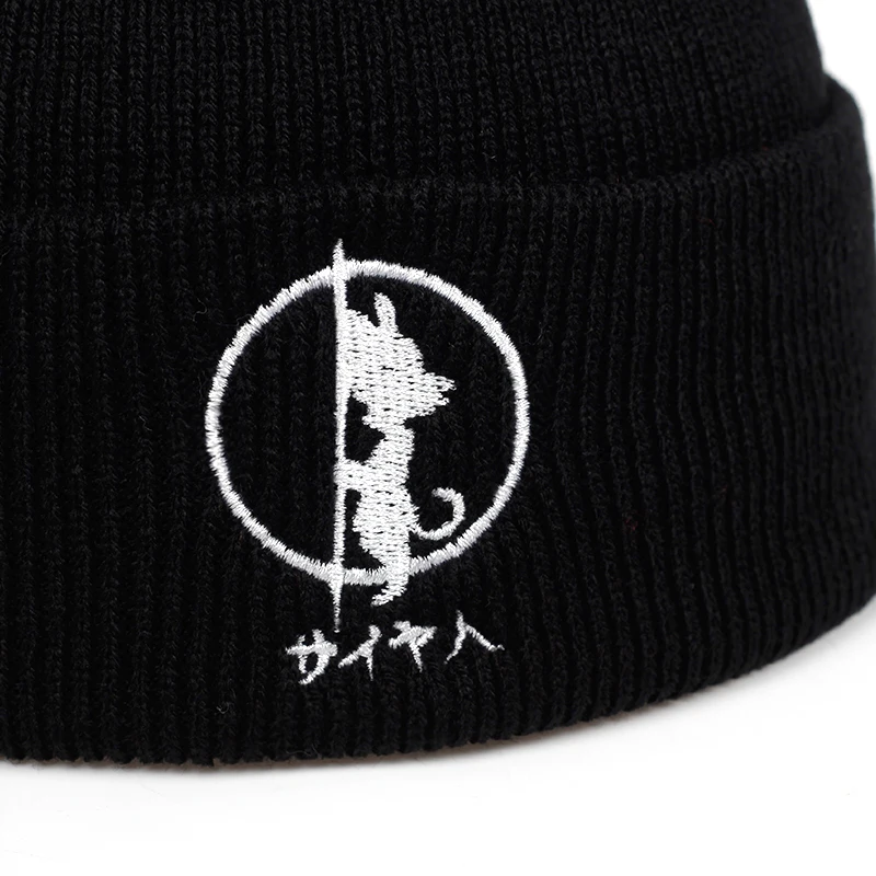 Шапка-бини с вышивкой «Жемчуг дракона» для женщин и мужчин, вязаные теплые зимние шапки для мужчин и женщин, однотонные Повседневные шапки в стиле хип-хоп с манжетами