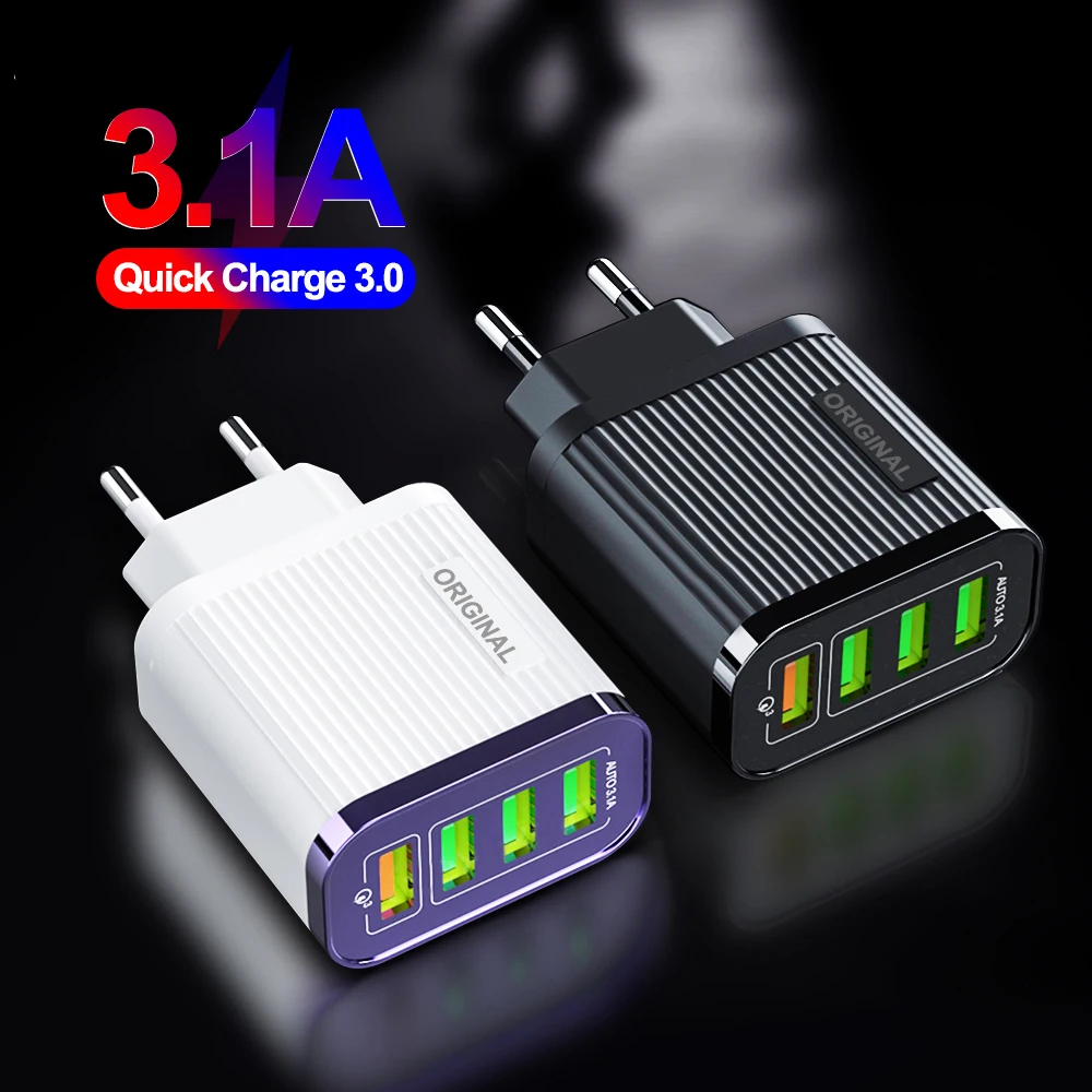 4 порта USB Quick Charge 3,0 зарядное устройство для телефона 35 Вт QC 3,0 быстрое зарядное устройство для iPhone 11 huawei mate 30 Pro настенное зарядное устройство адаптер для путешествий