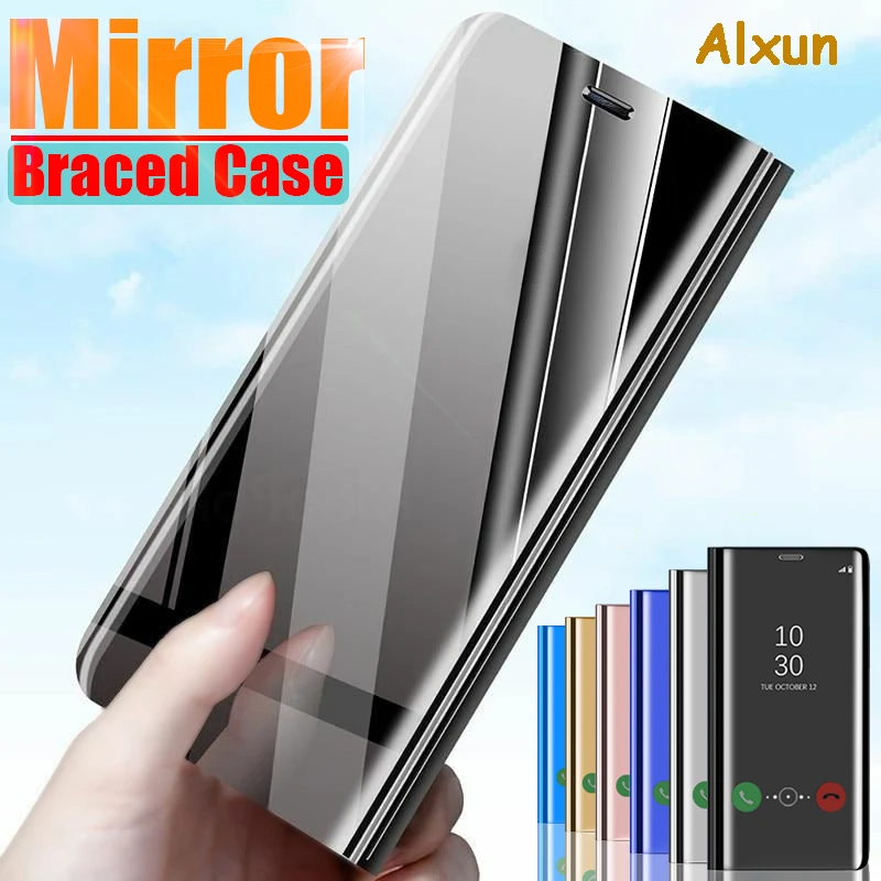 Alxun For Apple iPhone 11 Pro Max Case Coque Luxury Mirror Flip Leather Stand Smart View Back Cover | Мобильные телефоны и