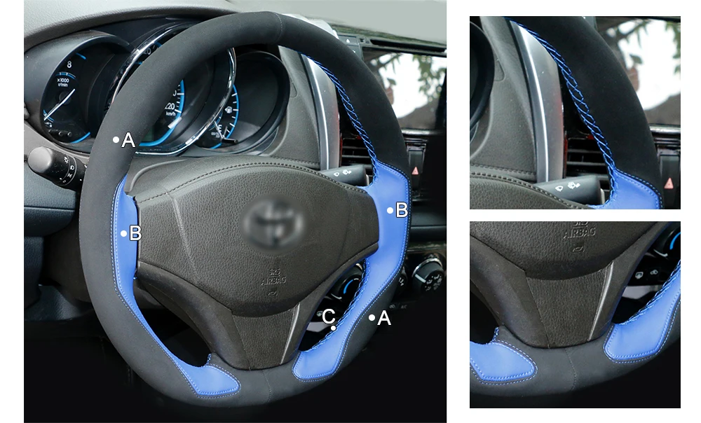 Прошитая вручную черная кожаная крышка рулевого колеса автомобиля для Toyota Vios