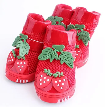 

4Pcs/set Fashion Pet Dog Mesh Shoes Spring Autumn Puppy Cat Sneakers Strawberry Sport Shoes for Dogs Cats zapatos para perro