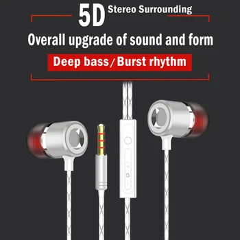 

V12 In-ear Head Super Bass Stereo Earphone With Microphone Metal 3.5mm For IPhone Samsung Xiaomi Phone Go Pro MP3