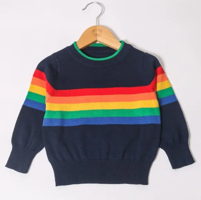1820 Dark Blue Коллекция года, Осенняя детская одежда свитер для маленьких девочек и мальчиков Одежда для детей возрастом от 1 года до 7 лет трикотажный пуловер для мальчиков, вязаный свитер - Цвет: 1820 Dark Blue